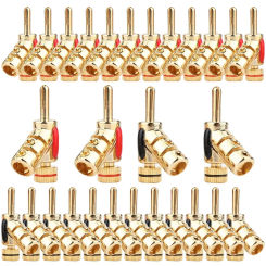 2/4/8Pcs Gold Plated Banana Plug 45 Degree Locking Banana Plugs for HiFi Speaker Audio Video Cable Connector