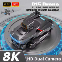 P15 Drone 8K HD Dual Camera Intelligent Obstacle Avoidance GPS Quadcopter Streamer Brushless Motor Remote Controlling Flight Toy