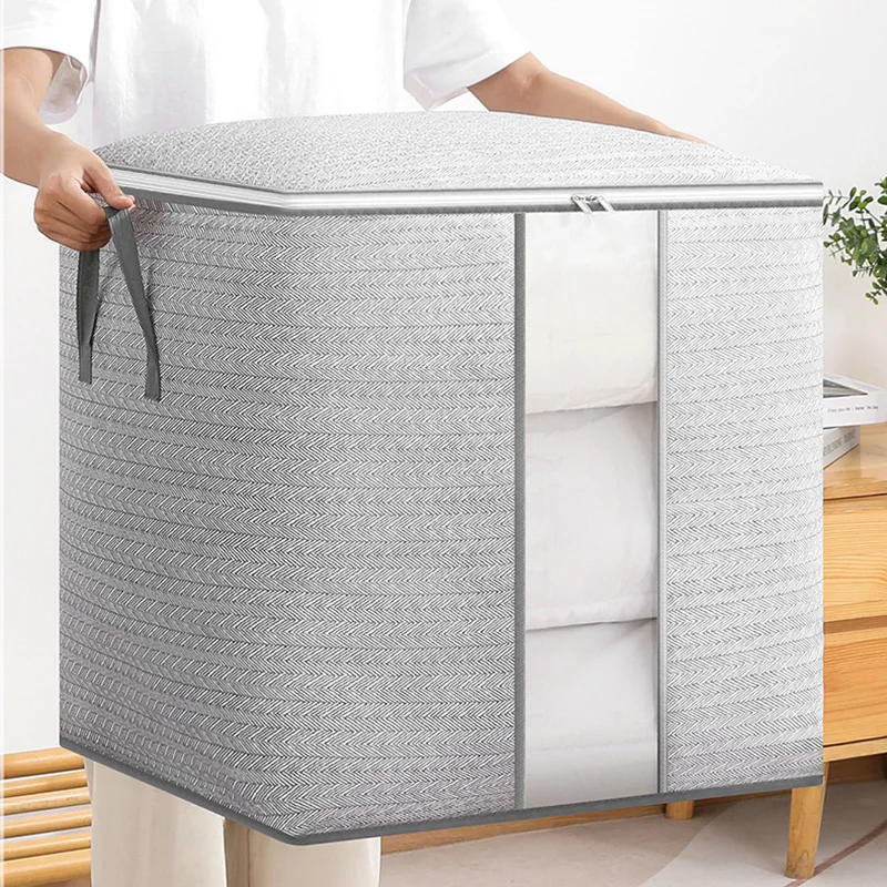 Description Picture 3 of itemWaterproof Non-woven Clothes Storage Bag Clear Window Clothing Wardrobe Organizer Large Capacity Pillow Down Coat Storage Cases