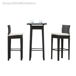 The Cane Makes Up Furniture Three-piece Balcony Outdoor Garden Cafe Chairs Milk Tea Shop High Chair Of Cany Chair Tea Table