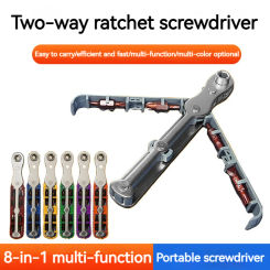 36-gear ratchet wrench with 4 double-head screwdriver bits, suitable for narrow working environments, hand tools