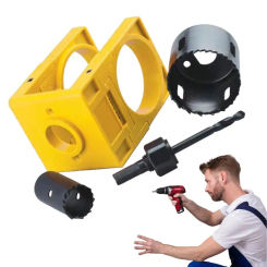 Door Lock Installation Kit Hole Saw Set For Door Knob Lock Carbon Steel Door Hole Drilling Tool With Guide Template Door Drill