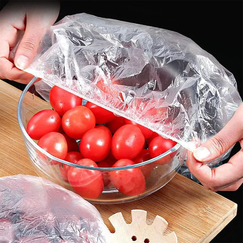 Description Picture 2 of item200/10PCS Plastic Disposable Food Cover Elastic Stretch Wrap Fruit Food Covers Fresh-keeping Lid Bowl Plate Kitchen Storage Bags