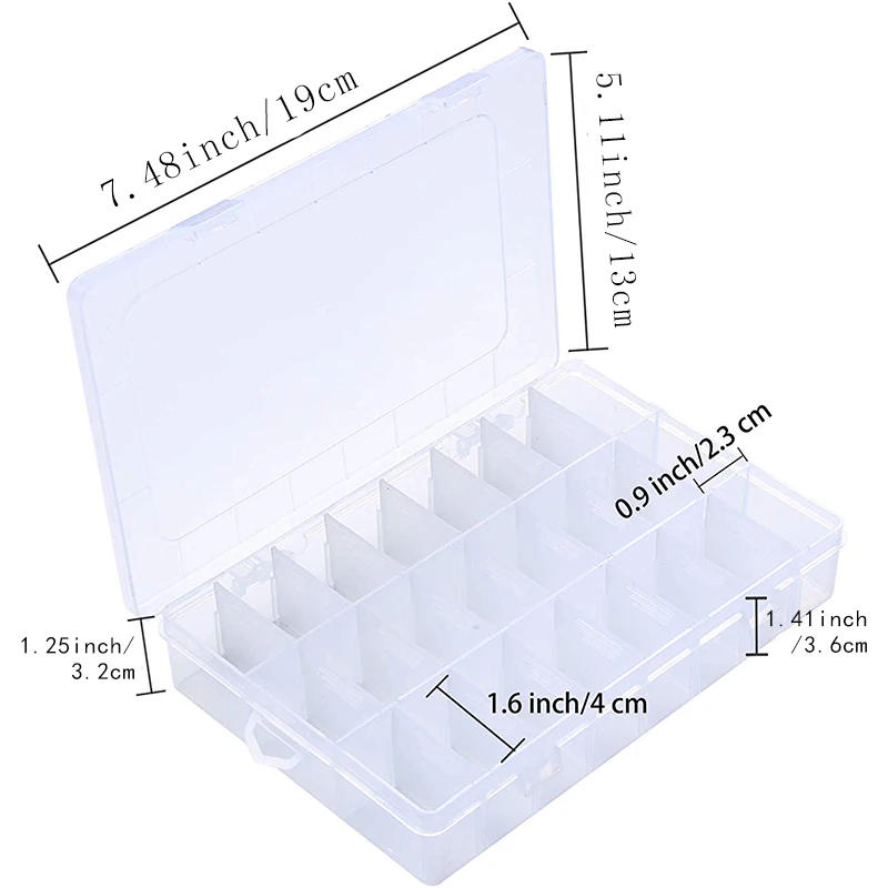 Description Picture 6 of item24 Grids Transparent Plastic Embroidery Floss Storage Box Floss Bobbins Storage Organizer DIY Cross Stitch Sewing Tools