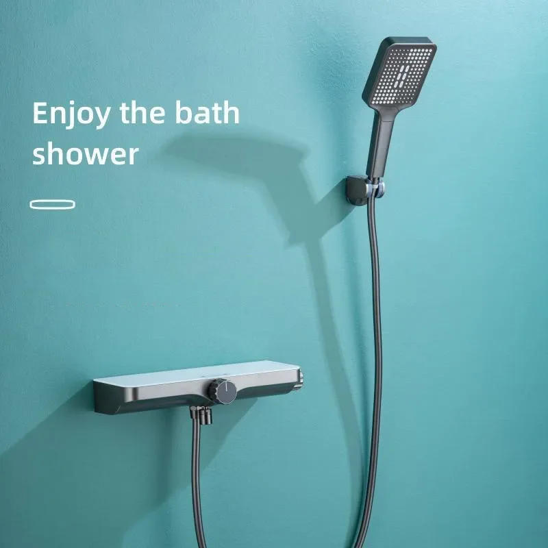 Description Picture 4 of itemShower Faucet Set Bathroom Wall Mounted Gray Solid Brass Big Plate Bathtub=