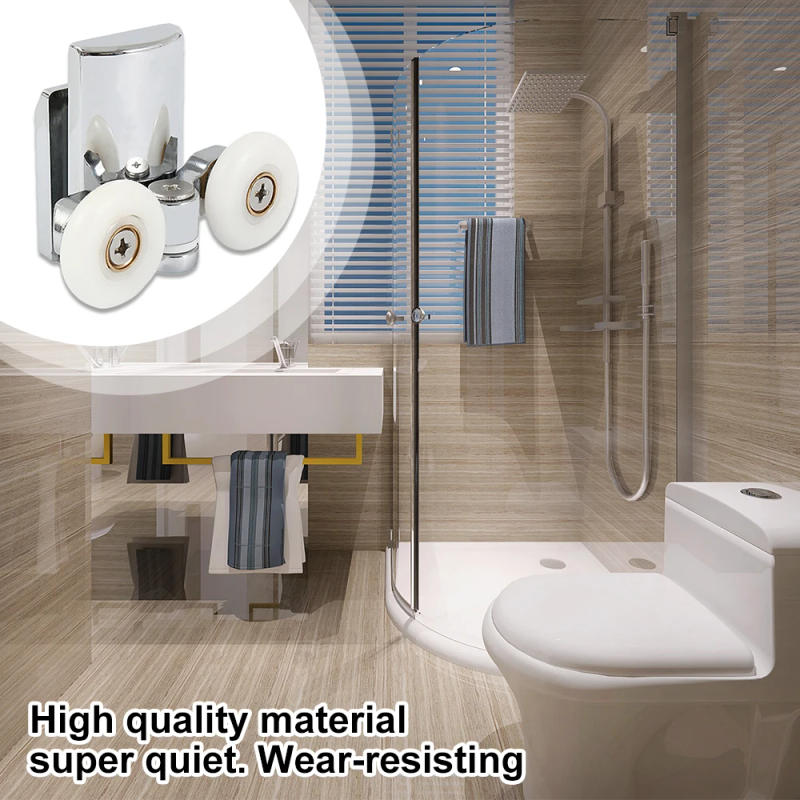 Description Picture 6 of itemSet of 4 Shower Door Rollers Twin Roller Runners Wheels Pulleys Zinc Alloy 23mm Wheel Diameter Top Bottom Bathroom Replacement