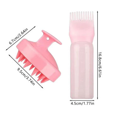 2 Pack Root Comb Applicator Bottle and Scalp Massager Shampoo Brush Hair Coloring Dye for Home Salon Portable Hair care Tool