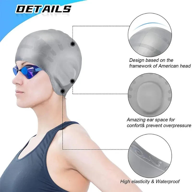 Description Picture 4 of itemSilicone Swimming Cap for Men Women with Ear Protection Diving Bathing Hats Beach Pool Caps Swimming Accessories Water Games