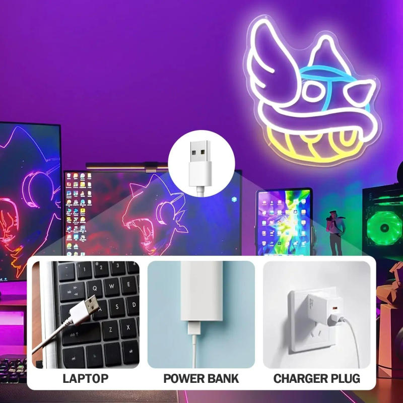 Description Picture 4 of itemBlue Shell Neon Sign Gaming Neon Sign Dimmable Blue Shell Neon Game Decor Lights up Sign for Kids Wall Gamer Gifts for Boys Kids