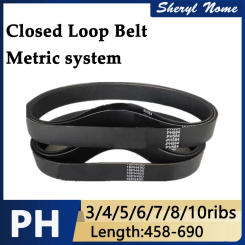 Multi wedge and multi groove black rubber PH industrial transmission belt, PH458/464/467/470/480-690mm