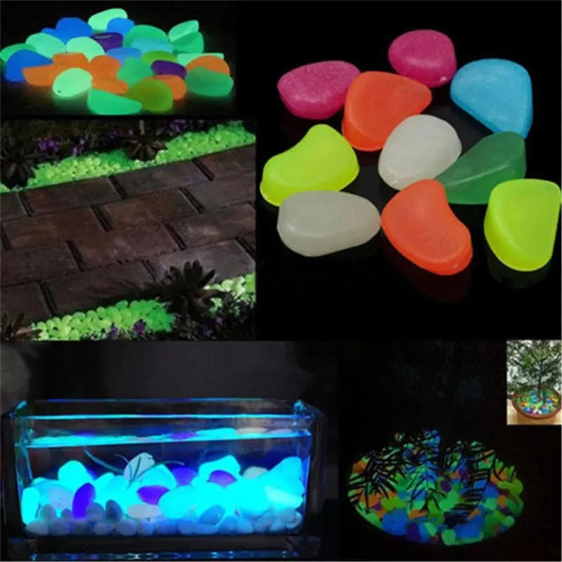 Description Picture 6 of item8*11mm Garden Decoration Pebbles Luminous Stone Glow In Dark Decorative Pebbles Outdoor Fish Tank Aquarium Decoration 50/200pcs