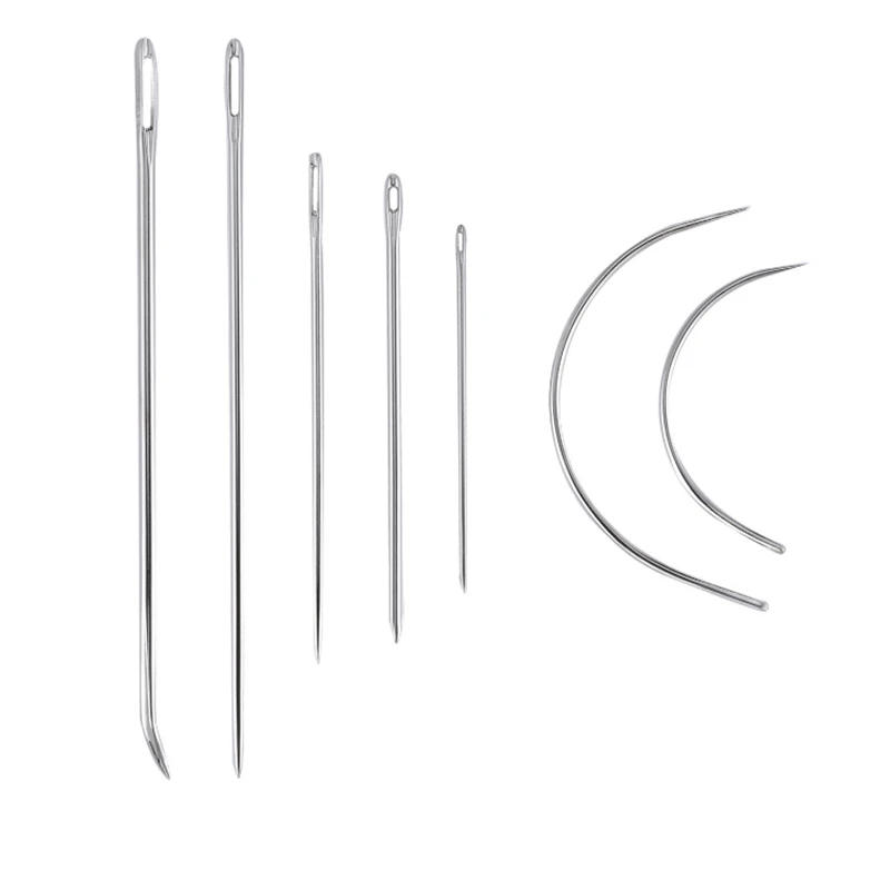 Description Picture 2 of item7Pcs/set Stainless Hand Repair Sewing Needles Threader Sail Carpet Leather Curved Canvas Leathercraft Handwork DIY Tools