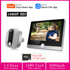 Home Security door camera Tuya wifi door bell mirilla digital puerta video door peephole viewer with 4.3" inch touch screen