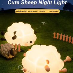 LED Night Lights Cute Sheep Panda Touch Sensor Silicone Lamp USB Rechargeable Timing Room Decor nightlight Kids Birthday Gifts