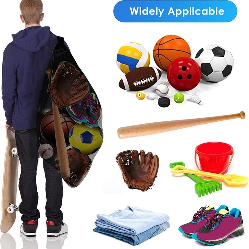 Description Picture 4 of itemLarge Capacity Drawstring Sports Ball Bag Basketball Football Soccer Volleyball Ball Mesh Storage Bags Swimming Gear Backpack