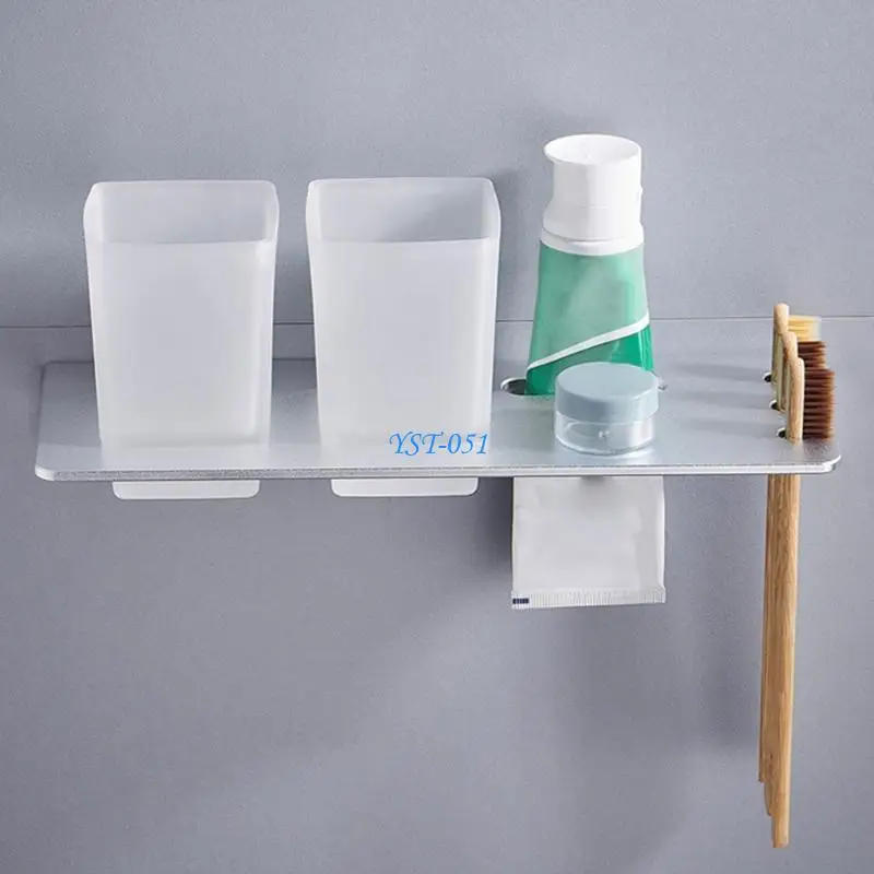 Description Picture 3 of itemE15A Wall Mounted Toothbrush Holder Toothbrush Mouthwash Cup Holder with Cup Large Storage Function Bathroom Accs