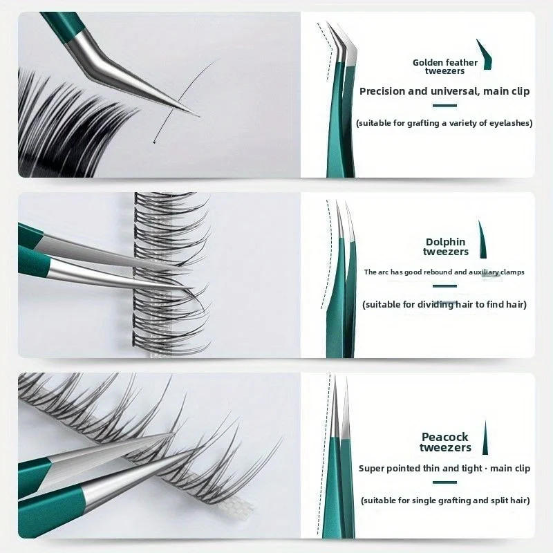 Description Picture 6 of itemStainless Steel Eyebrow Tweezers Set Makeup Tools for Eyelash Removal Long Lasting Anti Rust, Grafting Tweezers, Feather Clamp