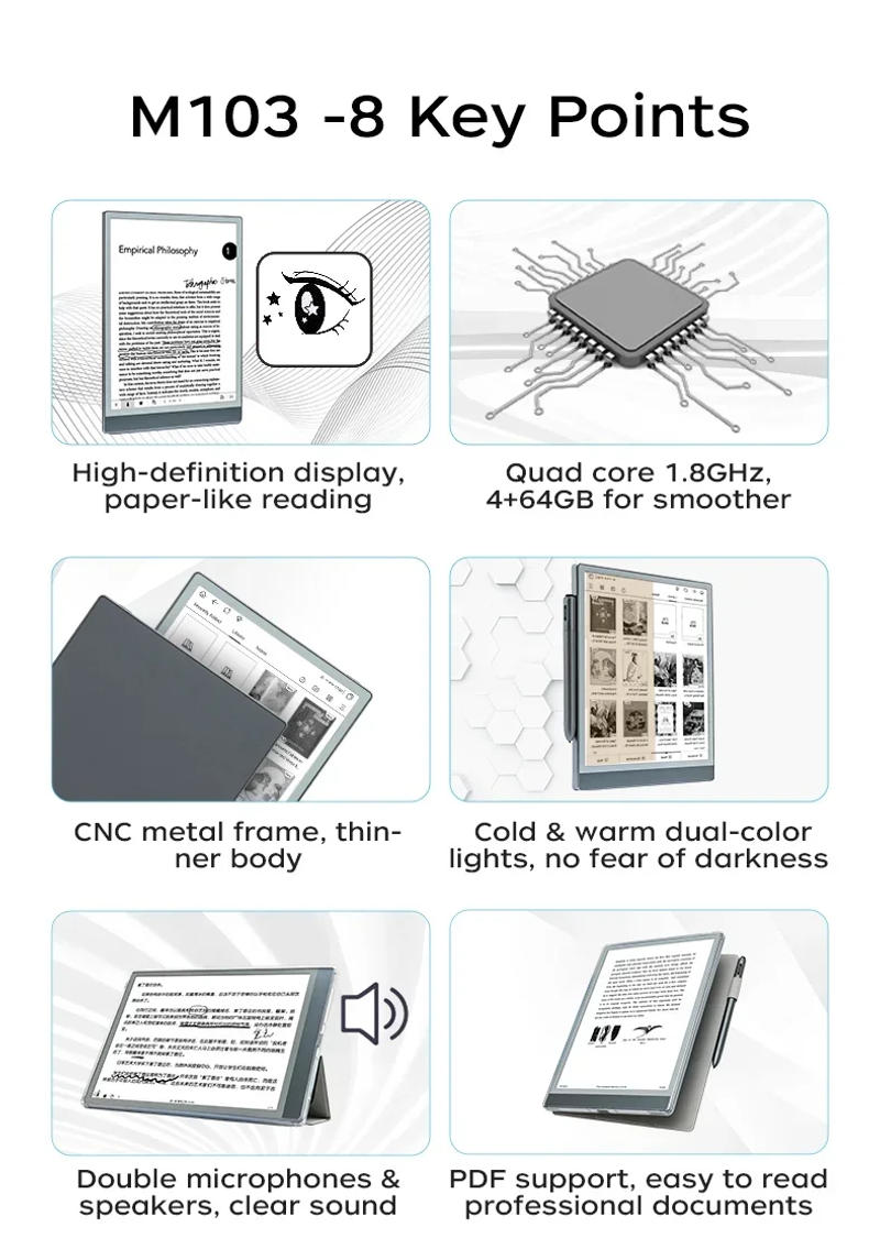 Description Picture 3 of itemOriginal New Ebook Meebook M103 E-Book Reader 10.3 Inch High-definition Ink Screen Electromagnetic Pen Handwriting 4G+64G Reader