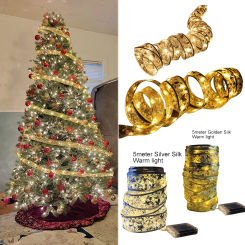 Silk Light Lamp String 5m Long For Christmas Tree Decor Supplies Warm Colorful White Light Glow Party Scene Atmosphere Decor