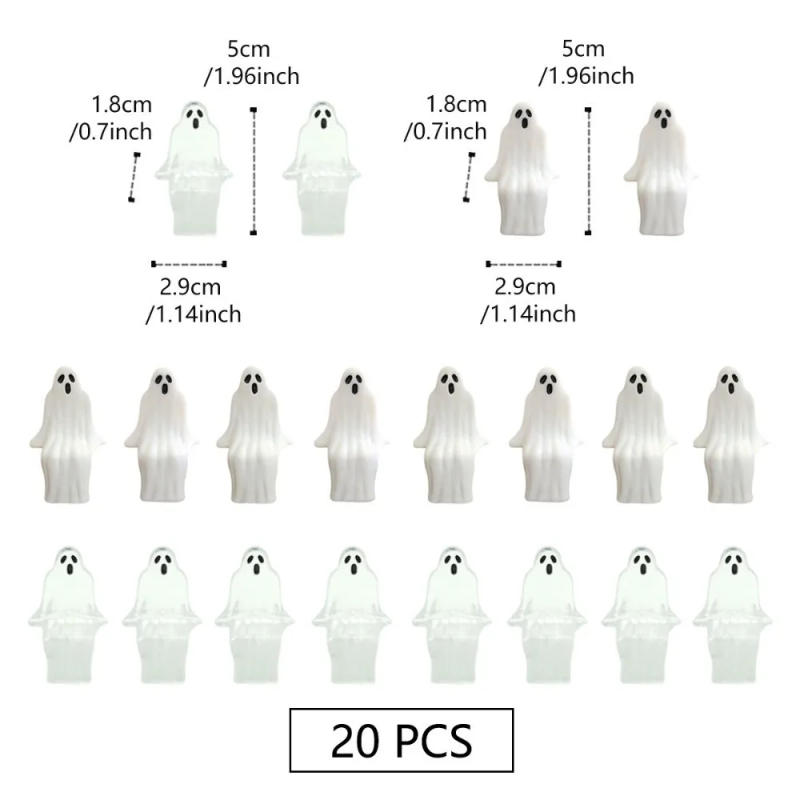 Description Picture 2 of item20pcs Sitting Pose Halloween Ghost Decoration Mini Cute Joy Garden Ghost Ornament Transparent Creative Ghost Statue Decorations