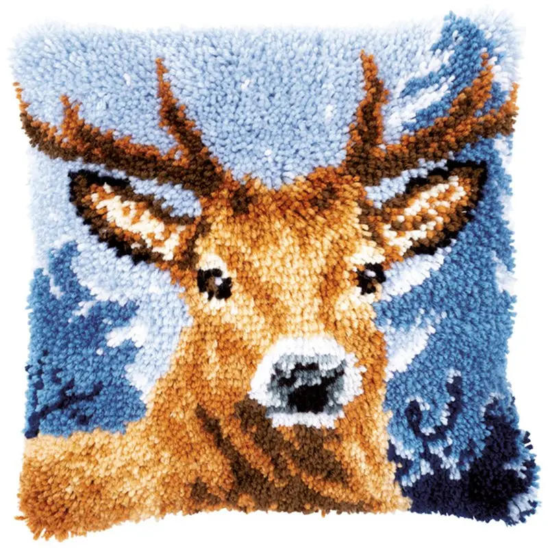 Description Picture 5 of itemAnimals Smyrna Latch Hook Pillow Carpet Embroidery Do-It-Yourself Carpet Cushion Button Package Latch Hook Rug Kits knoopkussen