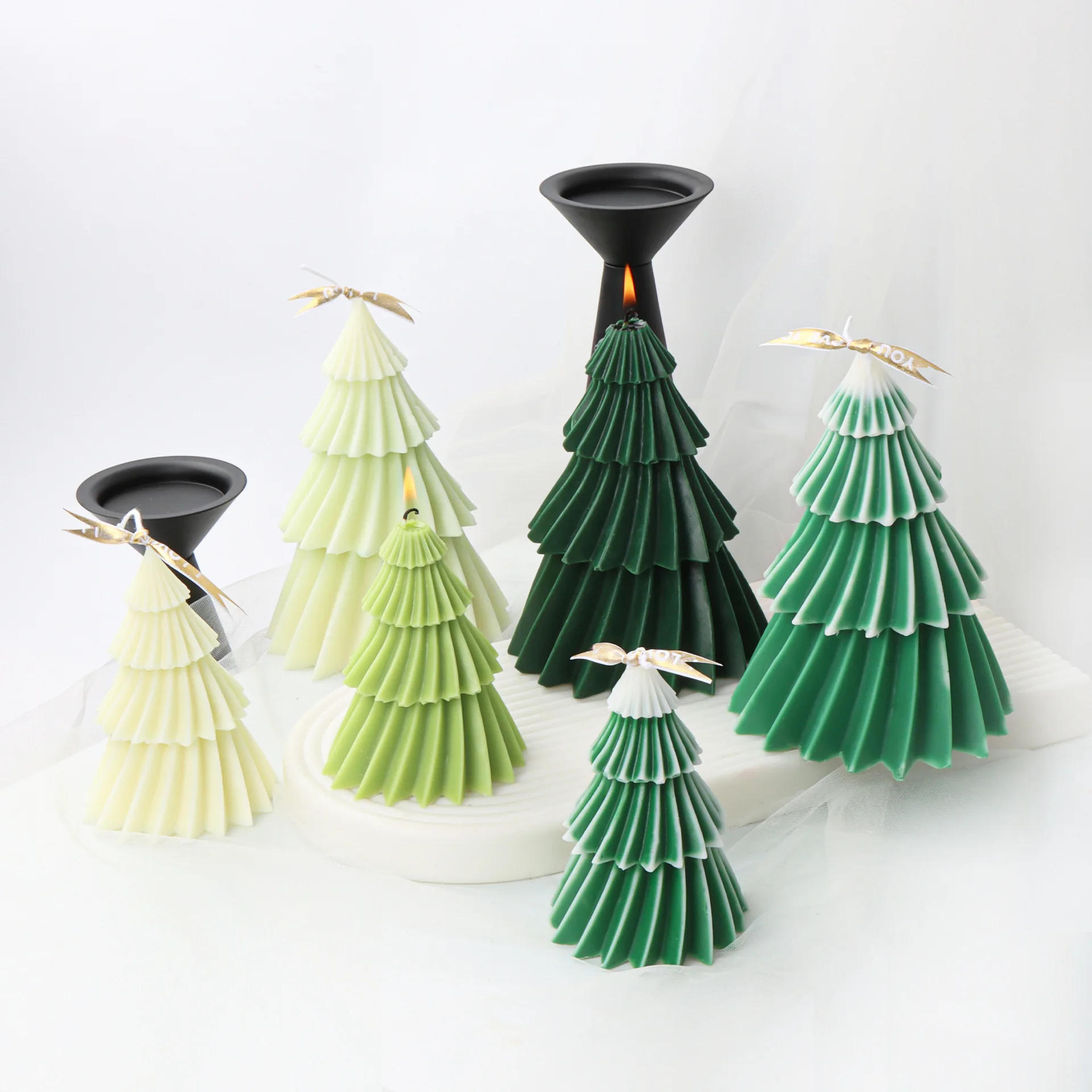 Description Picture 4 of item4-Layer Christmas Tree Silicone Candle Mold 3D Diagonal Striped Plant Soap Resin Plaster Mould Chocolate Making Party Decor Gift