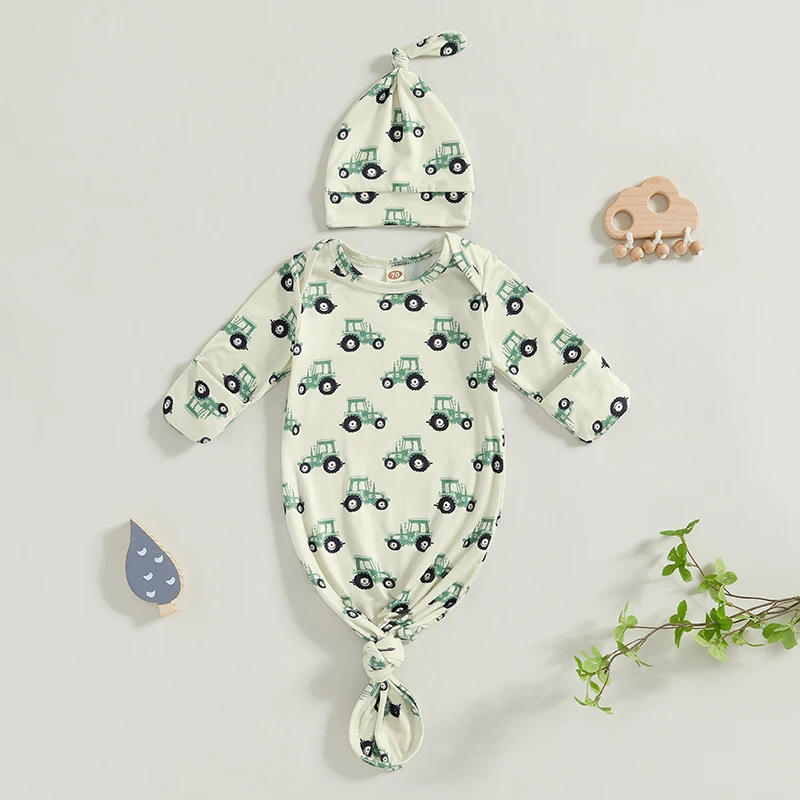 Description Picture 4 of itemBaby Sleeping Bag with Hat Newborn Tractor Print Infant Swaddle Sleeper for Boys Girls