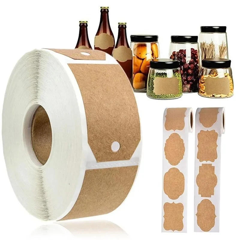 Description Picture 4 of item300pcs/roll Kraft Paper Stickers Blank Labels Handmade Gifts Tags Decoration Paper Spice Jar Label DIY Envelope Sealing Sticker