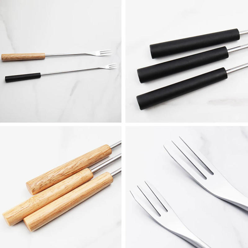 Description Picture 6 of item6pcs Stainless Steel Fruit Fork Set Cheese Hot Pot Fork Dessert Cake Fork Cream Salad Fork Kitchen Restaurant Gadget