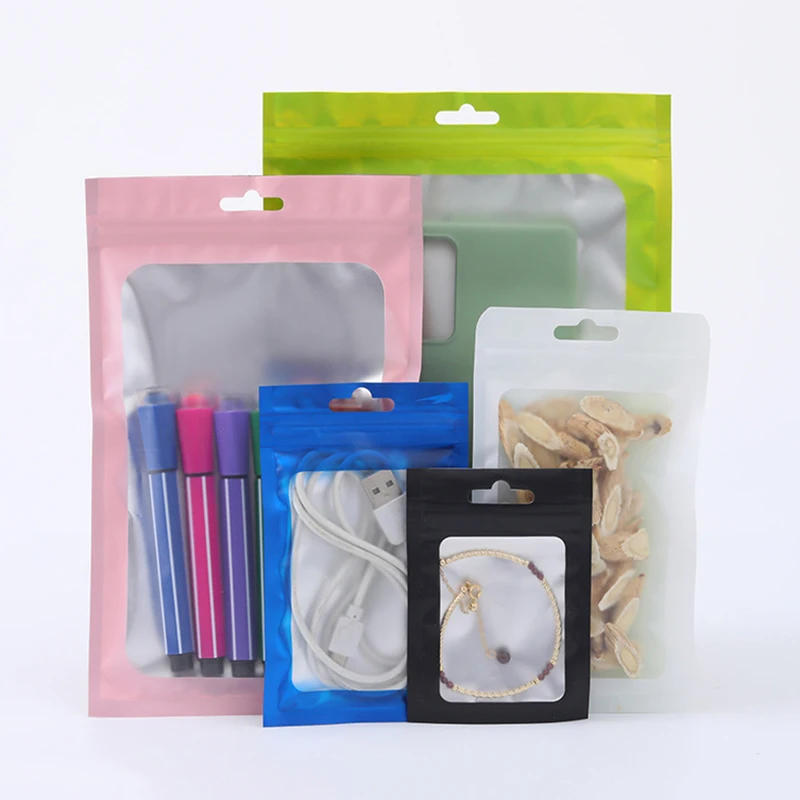 Description Picture 6 of item100Pcs Matte Zip Lock Plastic Bags Aluminum Foil Hologram Mylar Food Pouch Small Packing Bag Gift Bag Reclosable Storage Pouches