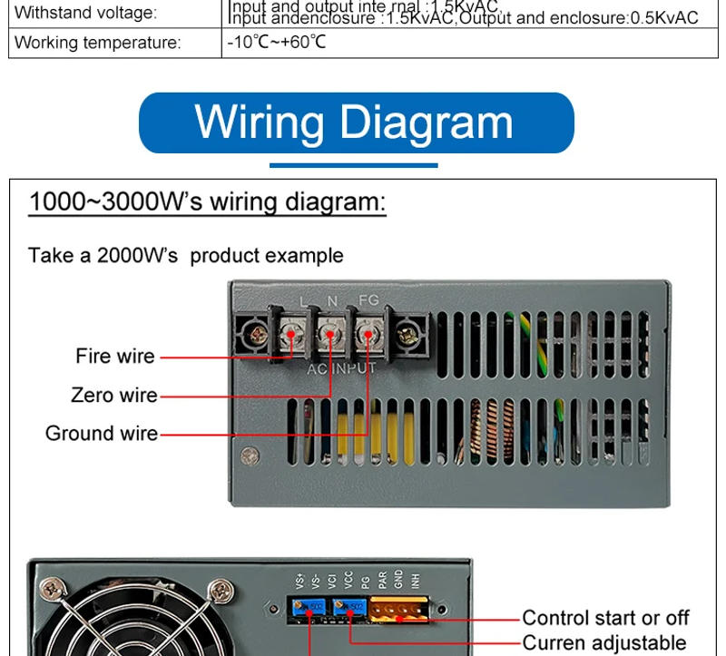 Description Picture 4 of item1000W 1500W 2000W 3000W High Power Switching Power Supply 220V to 12V 24V 36V 48V AC Supply Adjustable With Display Transformer