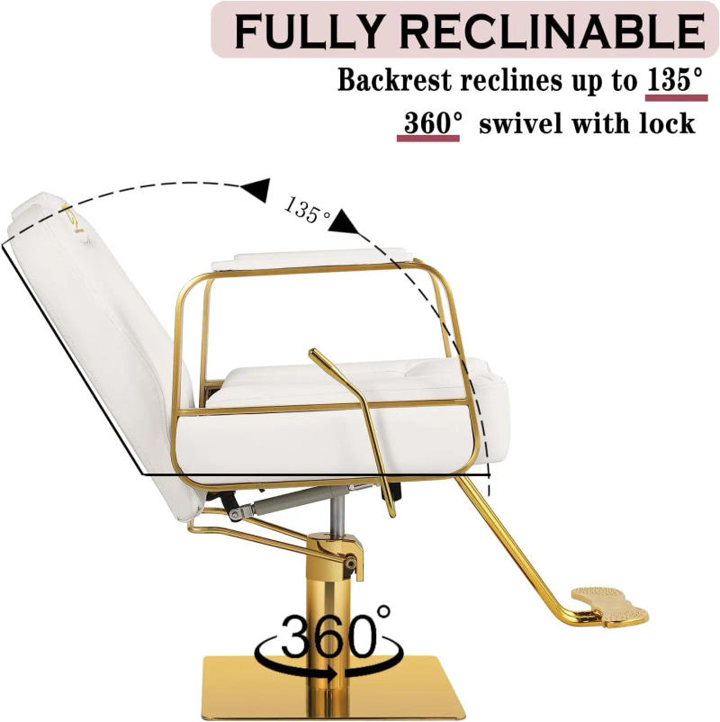 Description Picture 3 of itemBarber Chair Salon Chair Hydraulic Styling All Purpose Beauty Spa Salon Equipment, Max Load Weight 440 Lbs White