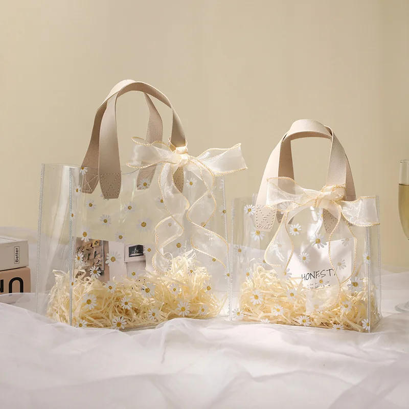 Description Picture 6 of item1PC Daisy Handbag gift bag wedding favor candy box portable candy gift box small basket jewelry packaging bag (No ribbon)