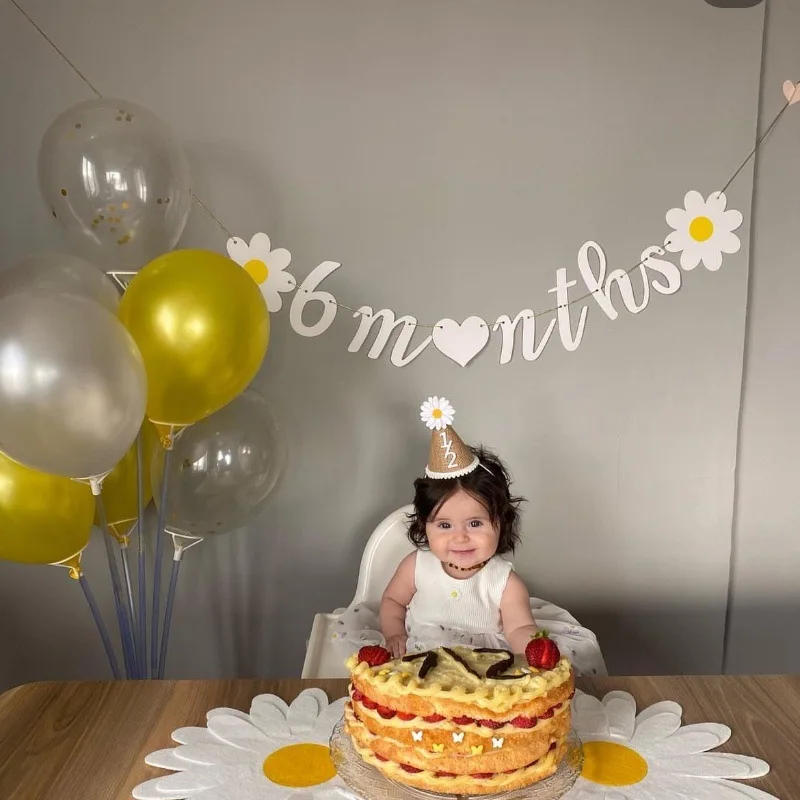 Description Picture 3 of itemKraft Paper 6 Months Banner Sign For Half Birthday Garland Baby Shower Birthday Party Decor Cursive Bunting Decorations