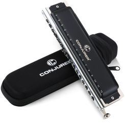 CONJURER Chromatic harmonica 16 Hole 64 Tone black stainless steel key of c musical instrument