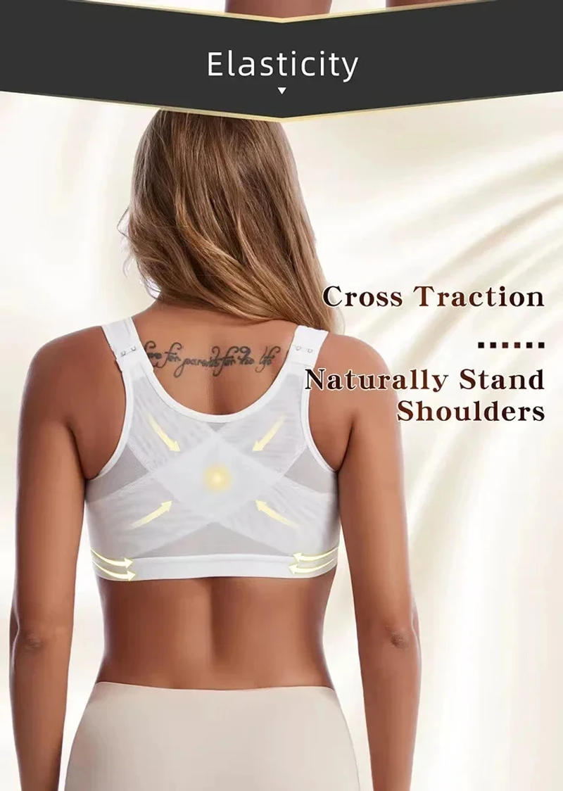 Description Picture 6 of itemVest Bras S-5XL Front Closure Posture Corrector Lift Up Bra Women Push Up Cross Back Underwear Shockproof Sports Support Fitness