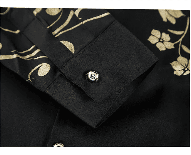 Description Picture 5 of itemSummer New Men's Long Sleeved Flower Shirt Fashion Men's Business Casual Top Slim Fit Clothing