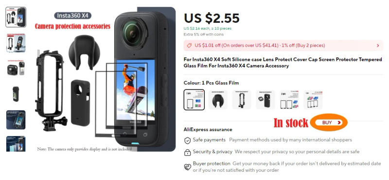 Description Picture 2 of itemScreen Glass Protective Film For Insta360 X4 Screen Protector Tempered Glass Film Protective For Insta 360 X4 Camera Accessores