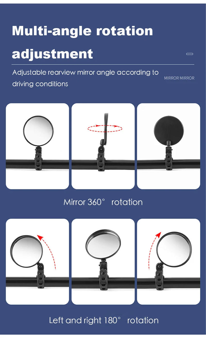 Description Picture 6 of itemBicycle Rearview Mirror Wide Angle Convex Mirror Bicycle Reflector Mountain Bike Rearview Mirror Silicone Handle Rearview Mirror