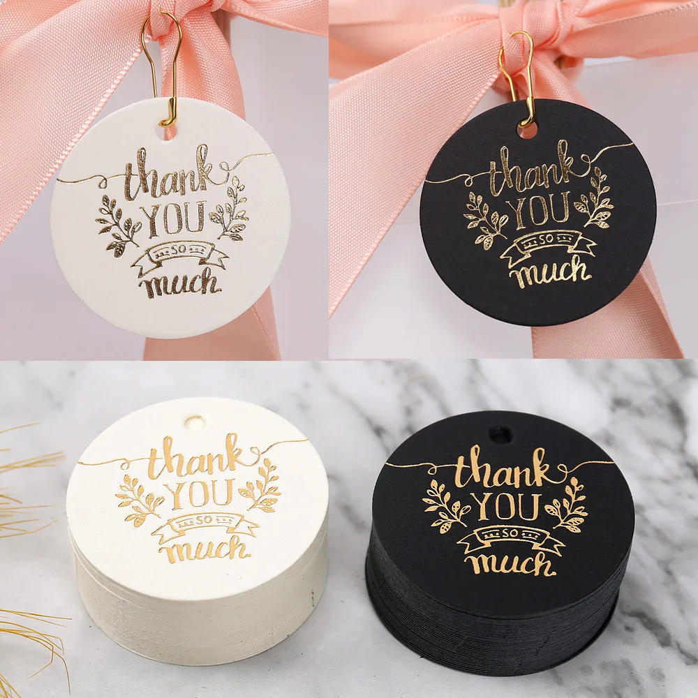 Description Picture 2 of item100pcs 4.5cm Bronzing Round Thank You Tags Garment Shoes Gift Bags Hang Tag Paper Cards Labels for Home DIY Christmas Tags