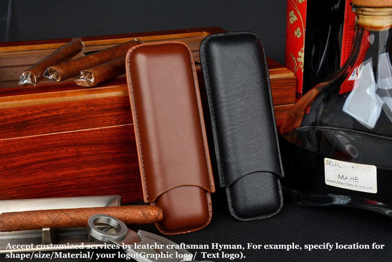 Description Picture 3 of itemPortable Cigar Case for Man-made Leather Cigar Holder, 2 Tube, Mini Box, Humidor, Smoking Accessory, 52 Ring