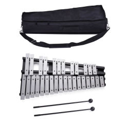 Foldable 30 Note Glockenspiel Xylophone Wooden Frame Aluminum Bars Educational Percussion Musical Instrument Gift with Bag