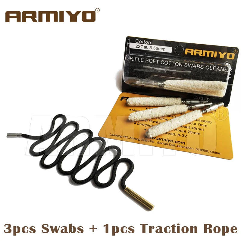 Description Picture 3 of itemArmiyo .22Cal 5.56mm Hunting Tactical Cotton Cleaning Swabs Gun Barrel Cleaner Shot Accessories Screw Thread Size M4 8-32