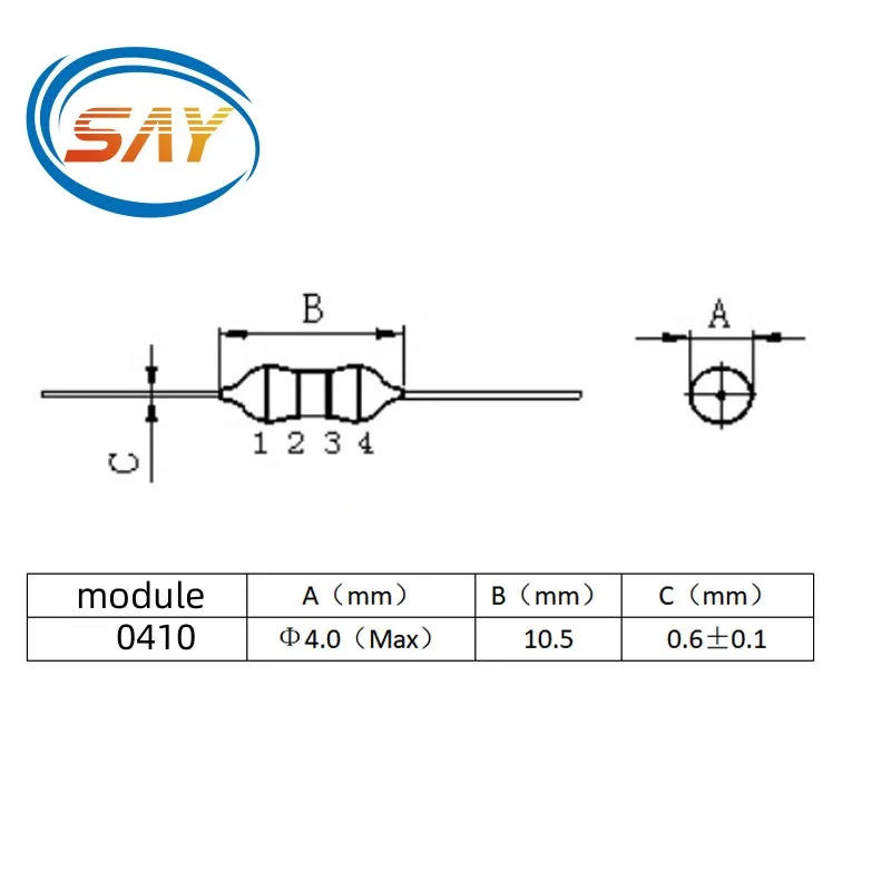 Description Picture 5 of item20PCS/LOT 0410 Color Circle Coils Inductor 1UH - 8.2UH / 10UH - 82UH / 100UH - 820UH /1MH - 4.7MH 1/2W
