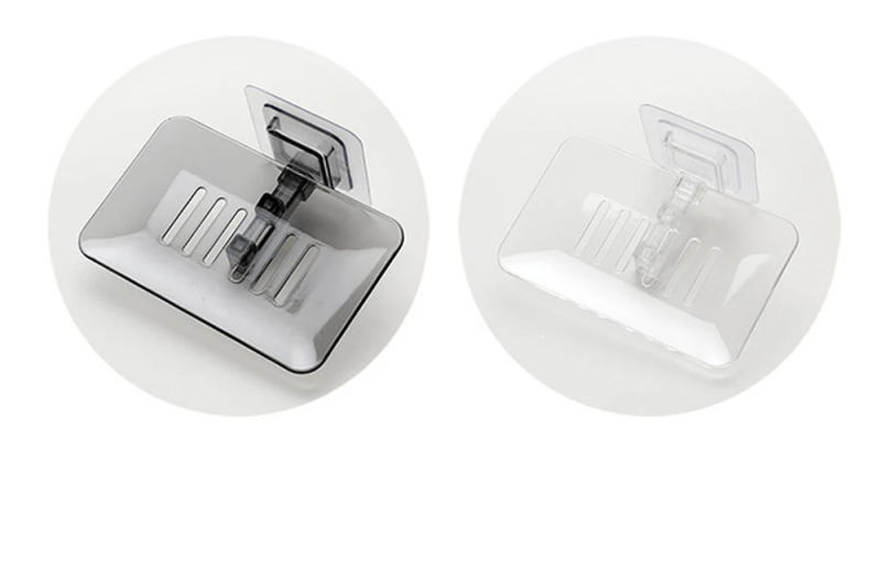 Description Picture 5 of item1 Piece Toilet Plastic Soap Rack Soap Box Transparent Practical Soap Rack Punch-free Wall-mounted Soap Rack Bathroom Accessory
