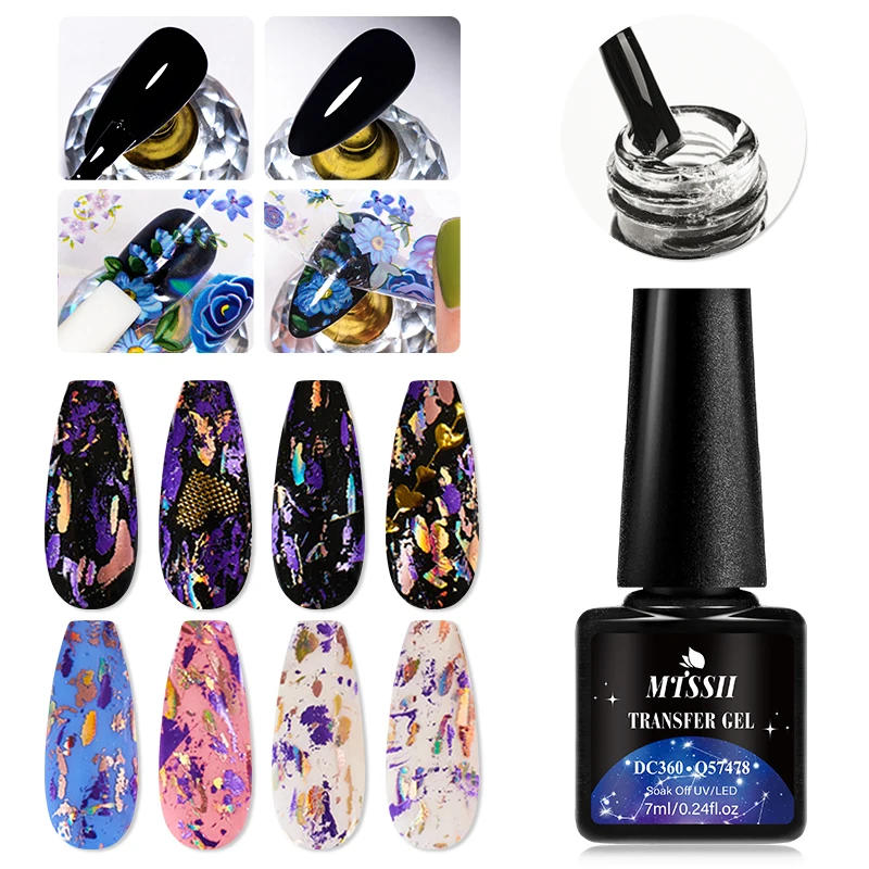 Description Picture 2 of itemMEET ACROSS 7ml Transfer Foil Nail Gel Polish Semi-Permanant Varnish For Adhesive Sticker Nail Glue Soak Off UV LED Gel Nail Art