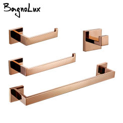BagnoLux Rose Gold Stainless Steel Beautiful Wall Hook Toilet Paper Holder Towel Bar Bathroom Accessories