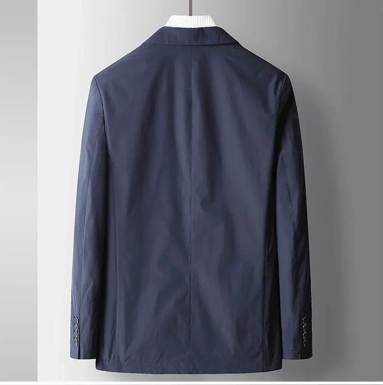 Description Picture 3 of item2024 Autumn/Winter New Men's Thin Plush Inner Single Western Men's Fashion Youth Middle Age Casual Solid Color High Quality Suit