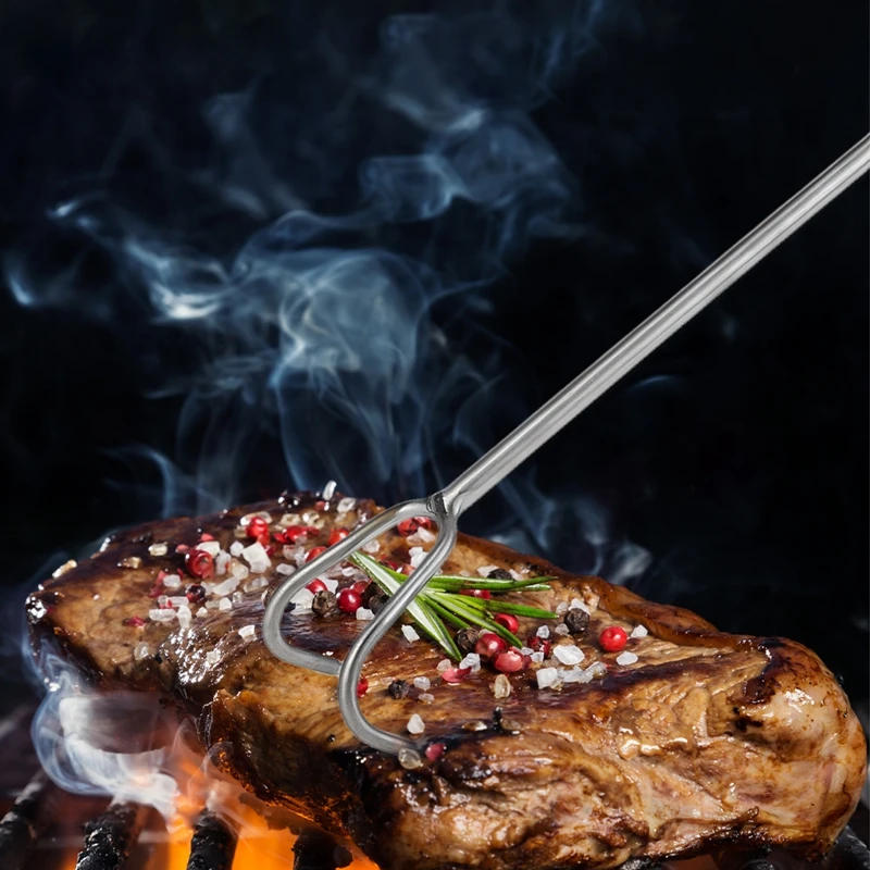 Description Picture 3 of itemBraised Meat Hook Camping Bbq Barbecue Roasting Turner Mat Food Flipper Hooks Stainless Steel Reusable Kitchen Accessory