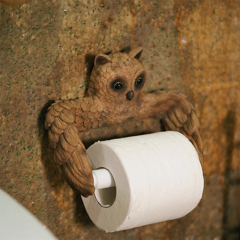 Description Picture 5 of itemOwl Shape Roll Paper Holder Roll Paper Stand Creative Roll Paper Storage Rack Wall Mounted No Punch Bathroom Accessories